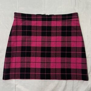 ALICE + OLIVIA FALL PLAID PUNK PINK MINI SKIRT